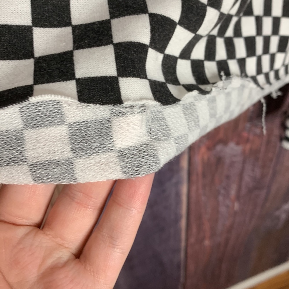 Love, Fire Cropped Checkered Hoodie ✨3/$25 SALE✨ - Picture 6 of 6